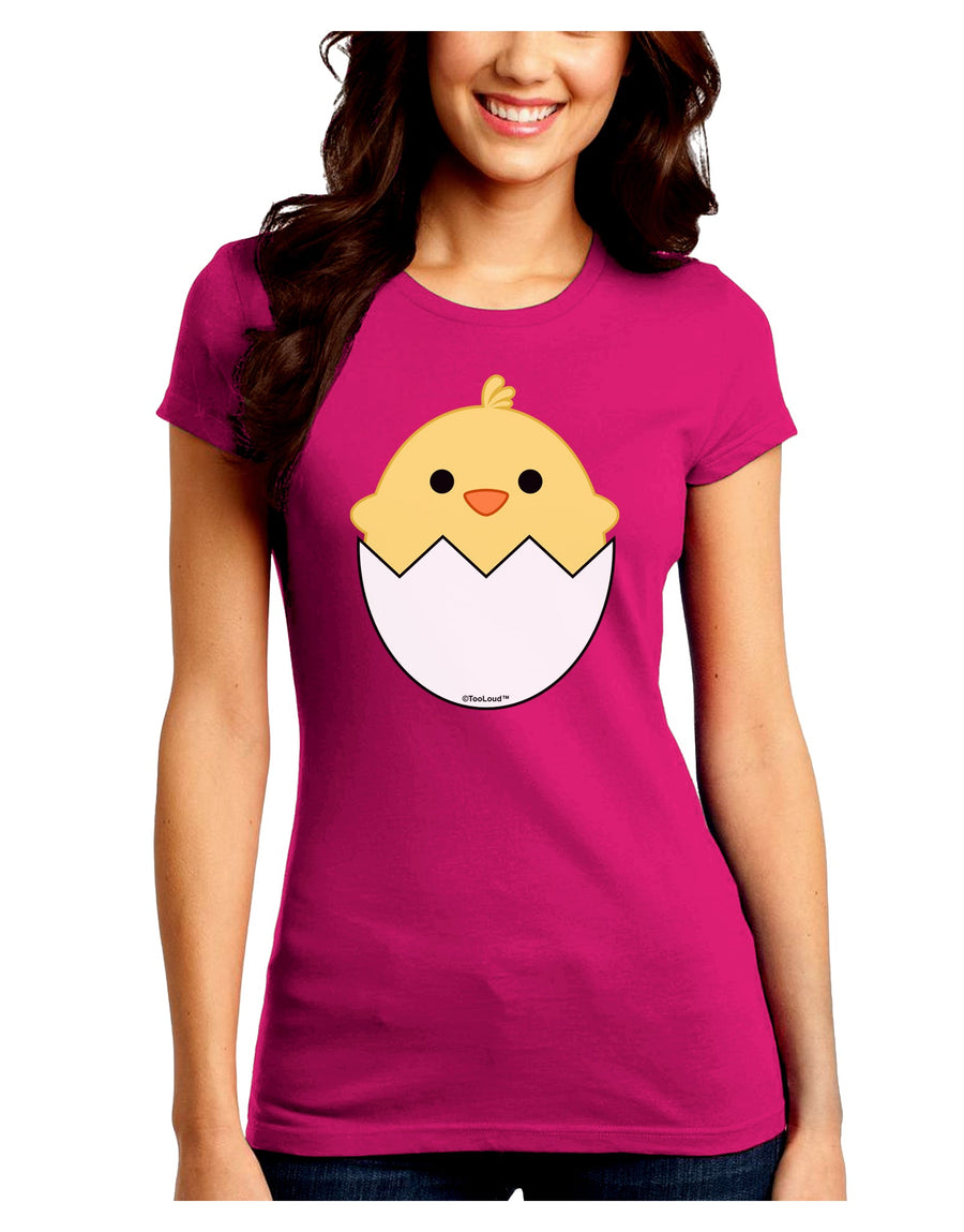 Cute Hatching Chick Design Juniors Crew Dark T-Shirt by TooLoud-T-Shirts Juniors Tops-TooLoud-Black-Juniors Fitted Small-Davson Sales