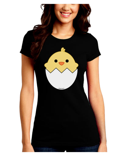 Cute Hatching Chick Design Juniors Crew Dark T-Shirt by TooLoud-T-Shirts Juniors Tops-TooLoud-Black-Juniors Fitted Small-Davson Sales