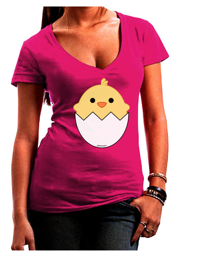 Cute Hatching Chick Design Juniors V-Neck Dark T-Shirt by TooLoud-Womens V-Neck T-Shirts-TooLoud-Hot-Pink-Juniors Fitted Small-Davson Sales