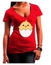 Cute Hatching Chick Design Juniors V-Neck Dark T-Shirt by TooLoud-Womens V-Neck T-Shirts-TooLoud-Red-Juniors Fitted Small-Davson Sales