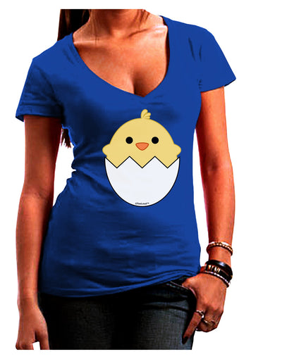 Cute Hatching Chick Design Juniors V-Neck Dark T-Shirt by TooLoud-Womens V-Neck T-Shirts-TooLoud-Royal-Blue-Juniors Fitted Small-Davson Sales