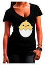 Cute Hatching Chick Design Juniors V-Neck Dark T-Shirt by TooLoud-Womens V-Neck T-Shirts-TooLoud-Black-Juniors Fitted Small-Davson Sales