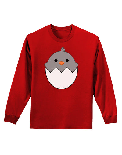 Cute Hatching Chick - Gray Adult Long Sleeve Dark T-Shirt by TooLoud-TooLoud-Red-Small-Davson Sales