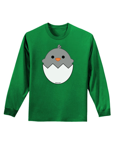 Cute Hatching Chick - Gray Adult Long Sleeve Dark T-Shirt by TooLoud-TooLoud-Kelly-Green-Small-Davson Sales