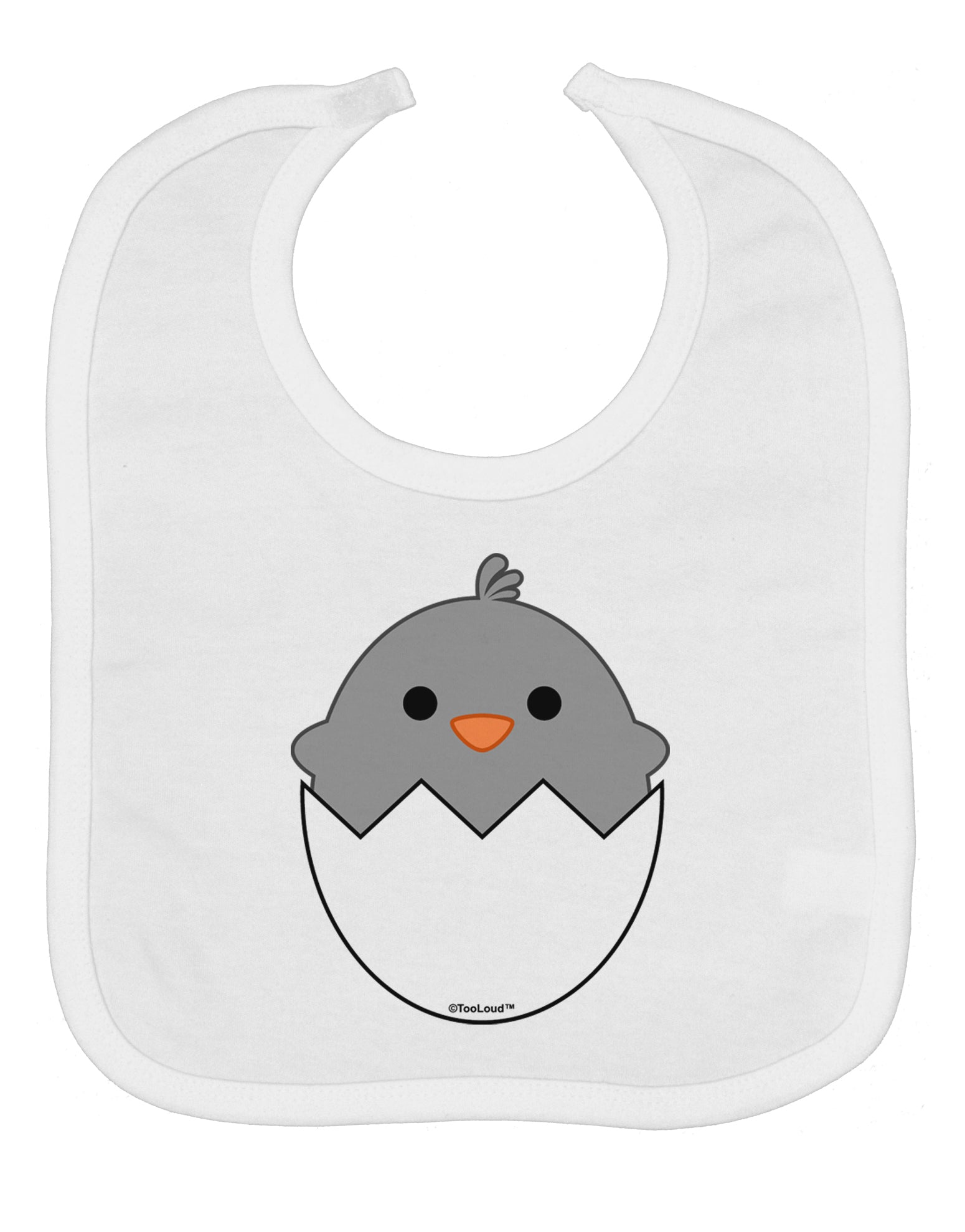 Cute Hatching Chick - Gray Baby Bib by TooLoud