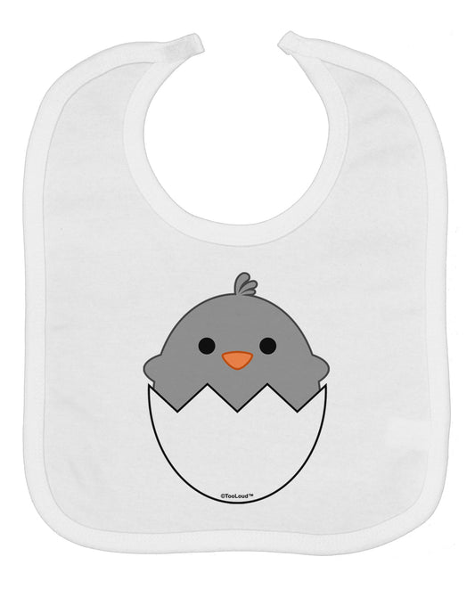 Cute Hatching Chick - Gray Baby Bib by TooLoud