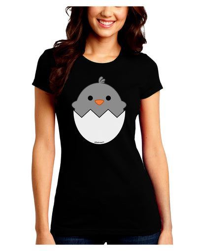 Cute Hatching Chick - Gray Juniors Crew Dark T-Shirt by TooLoud-T-Shirts Juniors Tops-TooLoud-Black-Juniors Fitted Small-Davson Sales