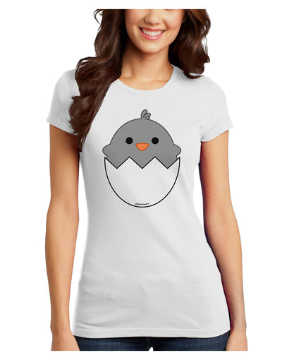 Cute Hatching Chick - Gray Juniors T-Shirt by TooLoud-Womens Juniors T-Shirt-TooLoud-White-Juniors Fitted X-Small-Davson Sales