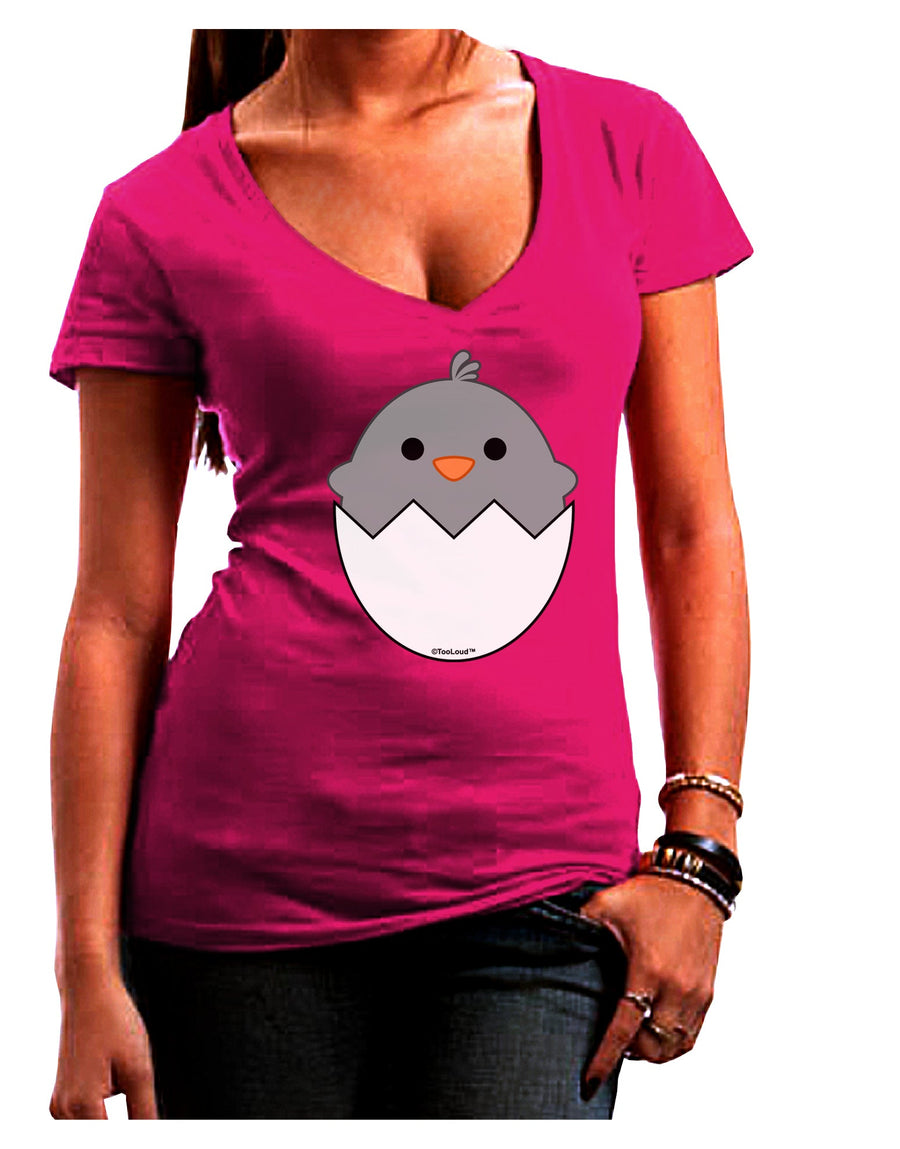 Cute Hatching Chick - Gray Juniors V-Neck Dark T-Shirt by TooLoud-Womens V-Neck T-Shirts-TooLoud-Black-Juniors Fitted Small-Davson Sales