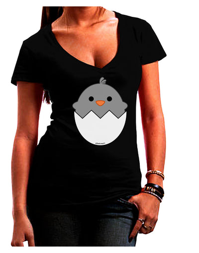 Cute Hatching Chick - Gray Juniors V-Neck Dark T-Shirt by TooLoud-Womens V-Neck T-Shirts-TooLoud-Black-Juniors Fitted Small-Davson Sales