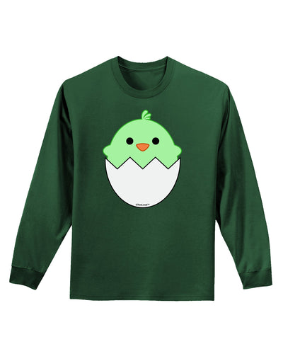 Cute Hatching Chick - Green Adult Long Sleeve Dark T-Shirt by TooLoud-TooLoud-Dark-Green-Small-Davson Sales