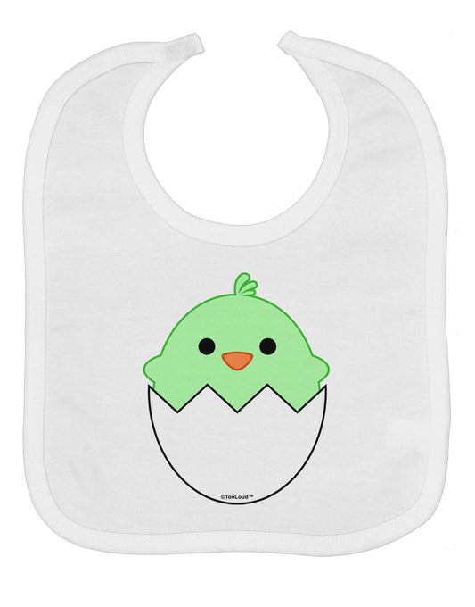 Cute Hatching Chick - Green Baby Bib by TooLoud