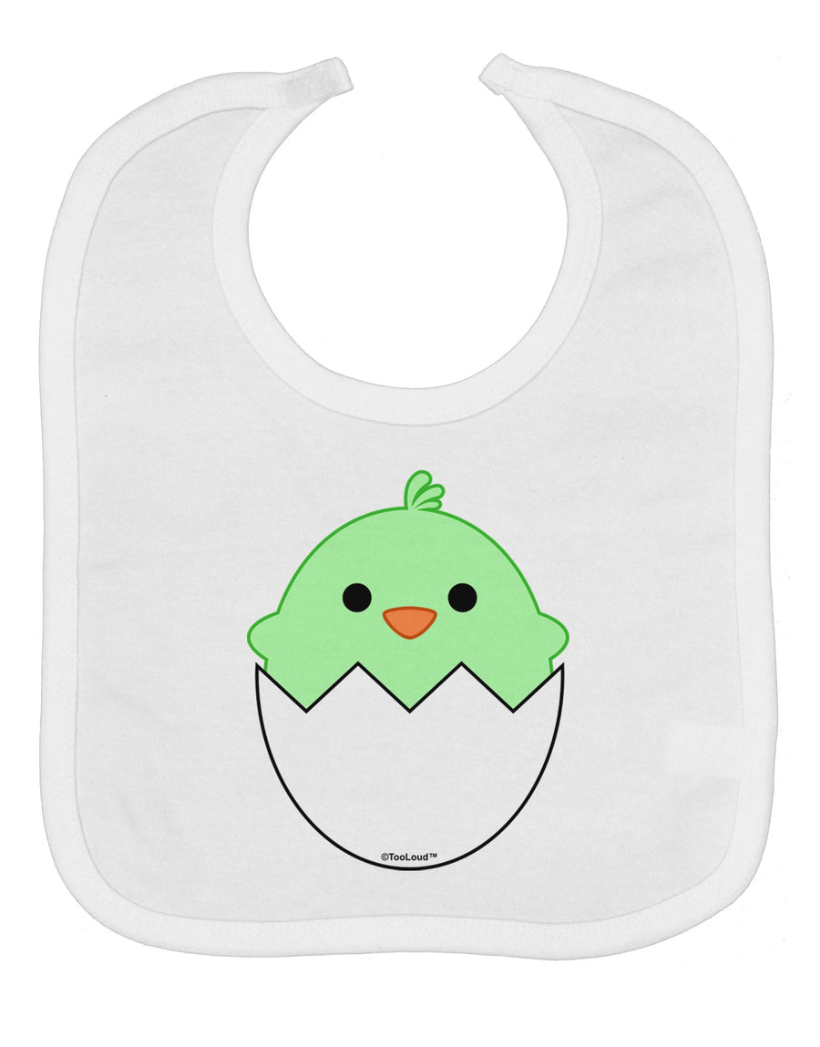 Cute Hatching Chick - Green Baby Bib by TooLoud