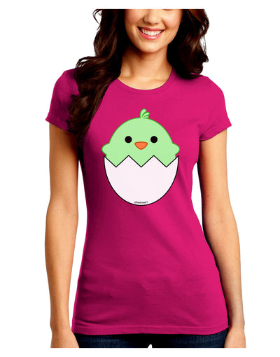 Cute Hatching Chick - Green Juniors Crew Dark T-Shirt by TooLoud-T-Shirts Juniors Tops-TooLoud-Hot-Pink-Juniors Fitted Small-Davson Sales