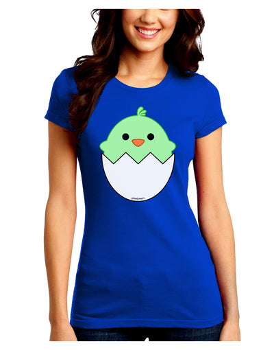 Cute Hatching Chick - Green Juniors Crew Dark T-Shirt by TooLoud-T-Shirts Juniors Tops-TooLoud-Royal-Blue-Juniors Fitted Small-Davson Sales