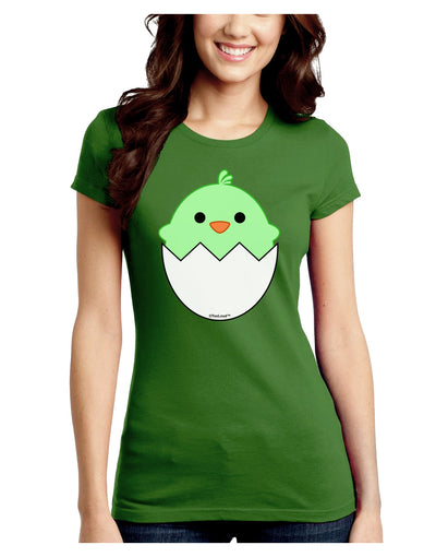 Cute Hatching Chick - Green Juniors Crew Dark T-Shirt by TooLoud-T-Shirts Juniors Tops-TooLoud-Kiwi-Green-Juniors Fitted X-Small-Davson Sales