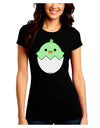 Cute Hatching Chick - Green Juniors Crew Dark T-Shirt by TooLoud-T-Shirts Juniors Tops-TooLoud-Black-Juniors Fitted Small-Davson Sales