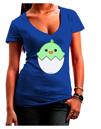 Cute Hatching Chick - Green Juniors V-Neck Dark T-Shirt by TooLoud-Womens V-Neck T-Shirts-TooLoud-Royal-Blue-Juniors Fitted Small-Davson Sales