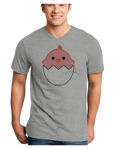 Cute Hatching Chick - Pink Adult V-Neck T-shirt by TooLoud-Mens V-Neck T-Shirt-TooLoud-HeatherGray-Small-Davson Sales