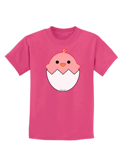 Cute Hatching Chick - Pink Childrens Dark T-Shirt by TooLoud-Childrens T-Shirt-TooLoud-Sangria-X-Small-Davson Sales