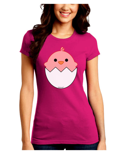 Cute Hatching Chick - Pink Juniors Crew Dark T-Shirt by TooLoud-T-Shirts Juniors Tops-TooLoud-Hot-Pink-Juniors Fitted Small-Davson Sales