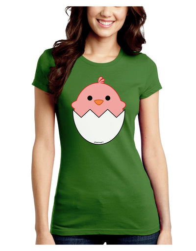 Cute Hatching Chick - Pink Juniors Crew Dark T-Shirt by TooLoud-T-Shirts Juniors Tops-TooLoud-Kiwi-Green-Juniors Fitted X-Small-Davson Sales