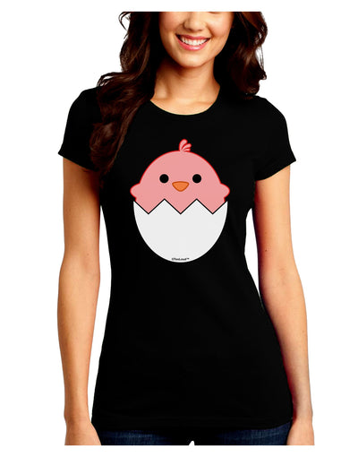 Cute Hatching Chick - Pink Juniors Crew Dark T-Shirt by TooLoud-T-Shirts Juniors Tops-TooLoud-Black-Juniors Fitted Small-Davson Sales