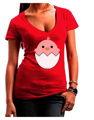 Cute Hatching Chick - Pink Juniors V-Neck Dark T-Shirt by TooLoud-Womens V-Neck T-Shirts-TooLoud-Red-Juniors Fitted Small-Davson Sales