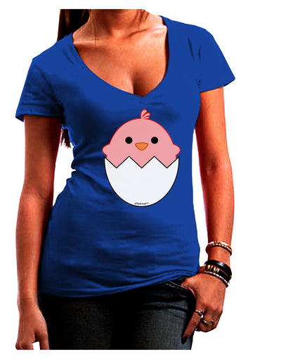 Cute Hatching Chick - Pink Juniors V-Neck Dark T-Shirt by TooLoud-Womens V-Neck T-Shirts-TooLoud-Royal-Blue-Juniors Fitted Small-Davson Sales