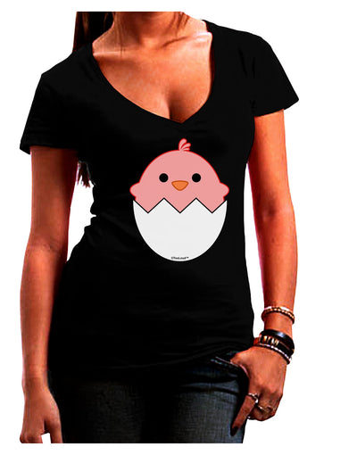 Cute Hatching Chick - Pink Juniors V-Neck Dark T-Shirt by TooLoud-Womens V-Neck T-Shirts-TooLoud-Black-Juniors Fitted Small-Davson Sales