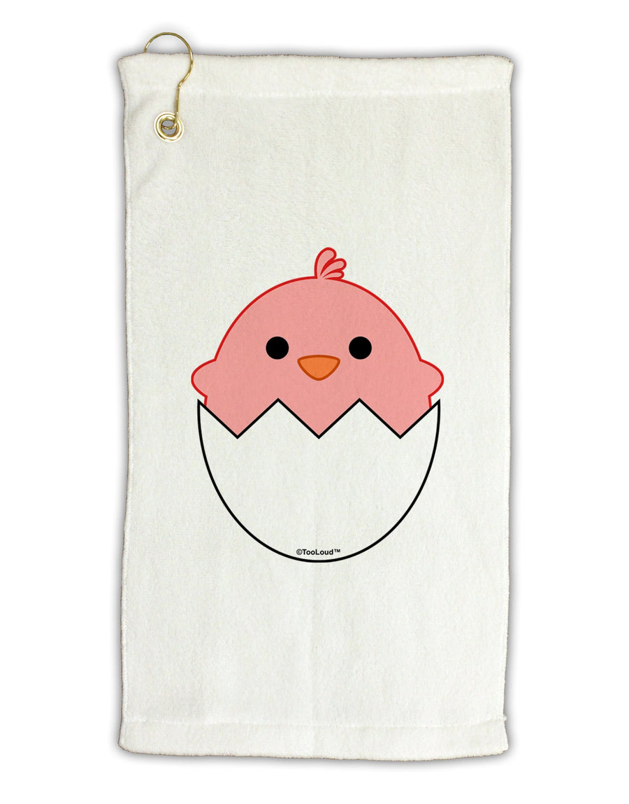 Cute Hatching Chick - Pink Micro Terry Gromet Golf Towel 16 x 25 inch by TooLoud-Golf Towel-TooLoud-White-Davson Sales