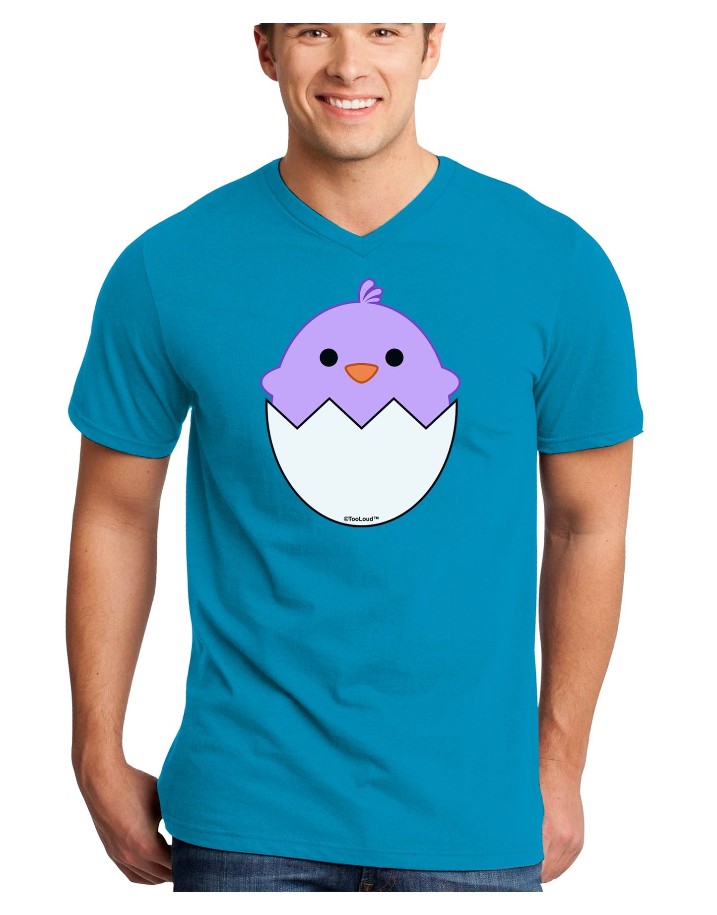 Cute Hatching Chick - Purple Adult Dark V-Neck T-Shirt by TooLoud-Mens V-Neck T-Shirt-TooLoud-Turquoise-Small-Davson Sales