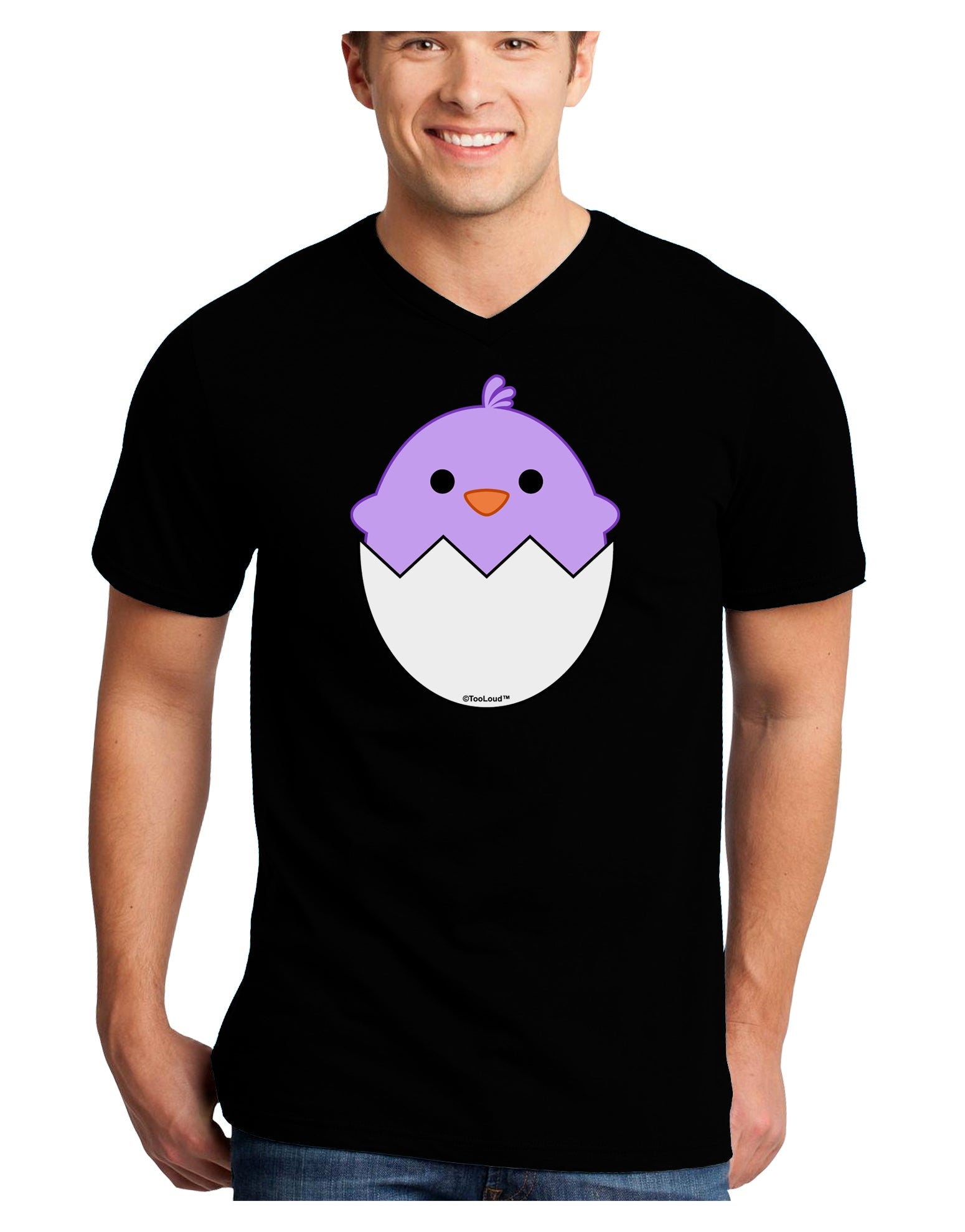 Cute Hatching Chick - Purple Adult Dark V-Neck T-Shirt by TooLoud-Mens V-Neck T-Shirt-TooLoud-Black-Small-Davson Sales