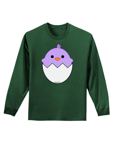 Cute Hatching Chick - Purple Adult Long Sleeve Dark T-Shirt by TooLoud-TooLoud-Dark-Green-Small-Davson Sales