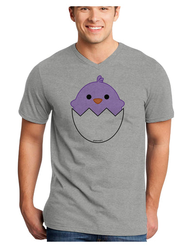 Cute Hatching Chick - Purple Adult V-Neck T-shirt by TooLoud-Mens V-Neck T-Shirt-TooLoud-HeatherGray-Small-Davson Sales