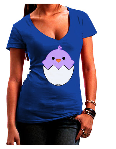 Cute Hatching Chick - Purple Juniors V-Neck Dark T-Shirt by TooLoud-Womens V-Neck T-Shirts-TooLoud-Royal-Blue-Juniors Fitted Small-Davson Sales