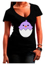 Cute Hatching Chick - Purple Juniors V-Neck Dark T-Shirt by TooLoud-Womens V-Neck T-Shirts-TooLoud-Black-Juniors Fitted Small-Davson Sales