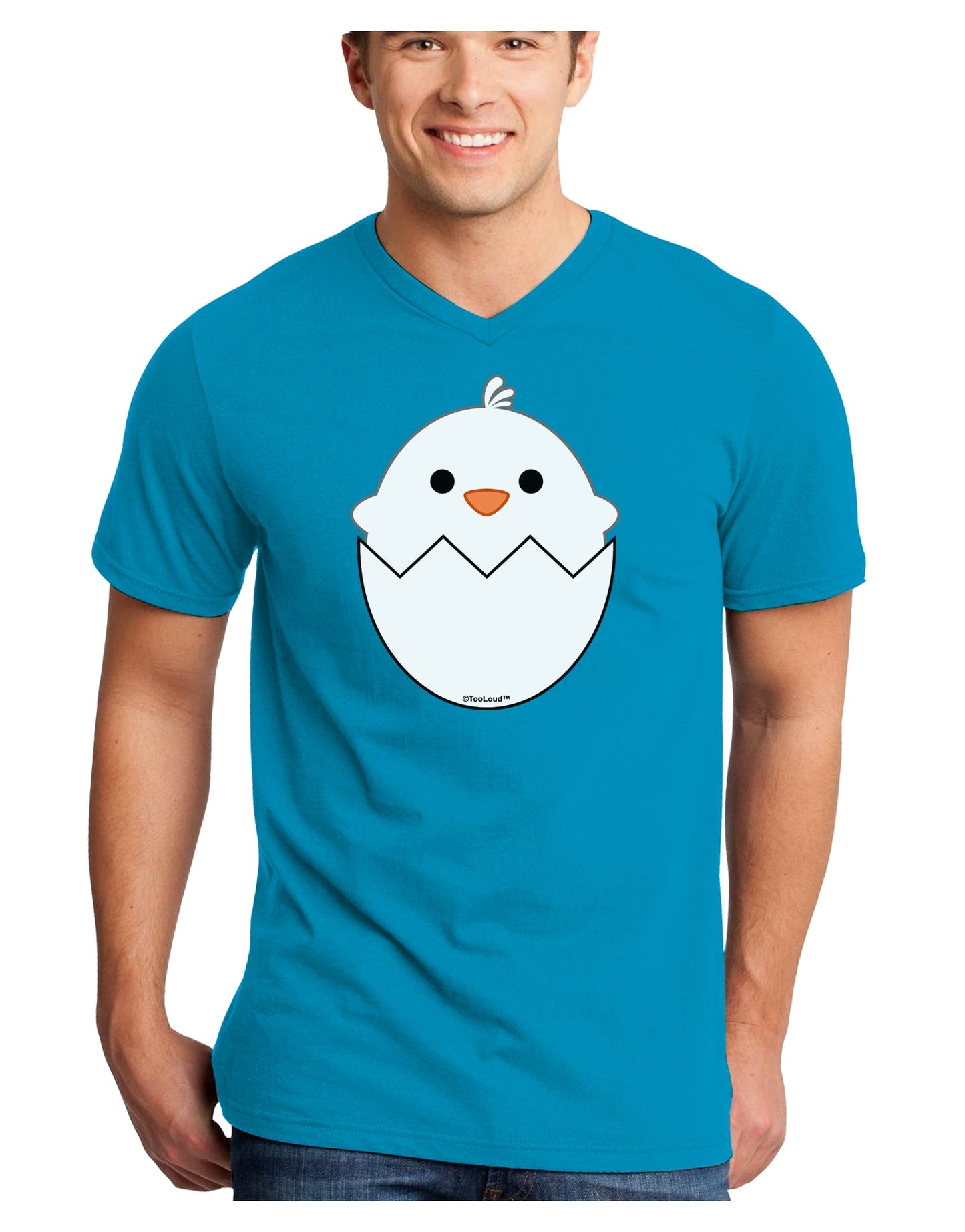 Cute Hatching Chick - White Adult Dark V-Neck T-Shirt by TooLoud-Mens V-Neck T-Shirt-TooLoud-Turquoise-Small-Davson Sales