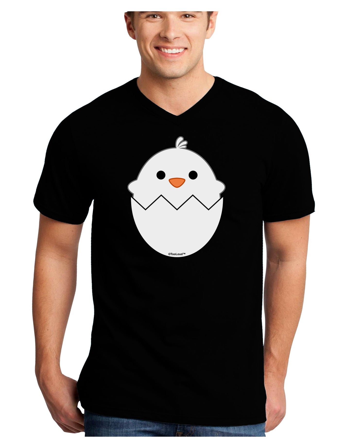 Cute Hatching Chick - White Adult Dark V-Neck T-Shirt by TooLoud-Mens V-Neck T-Shirt-TooLoud-Black-Small-Davson Sales