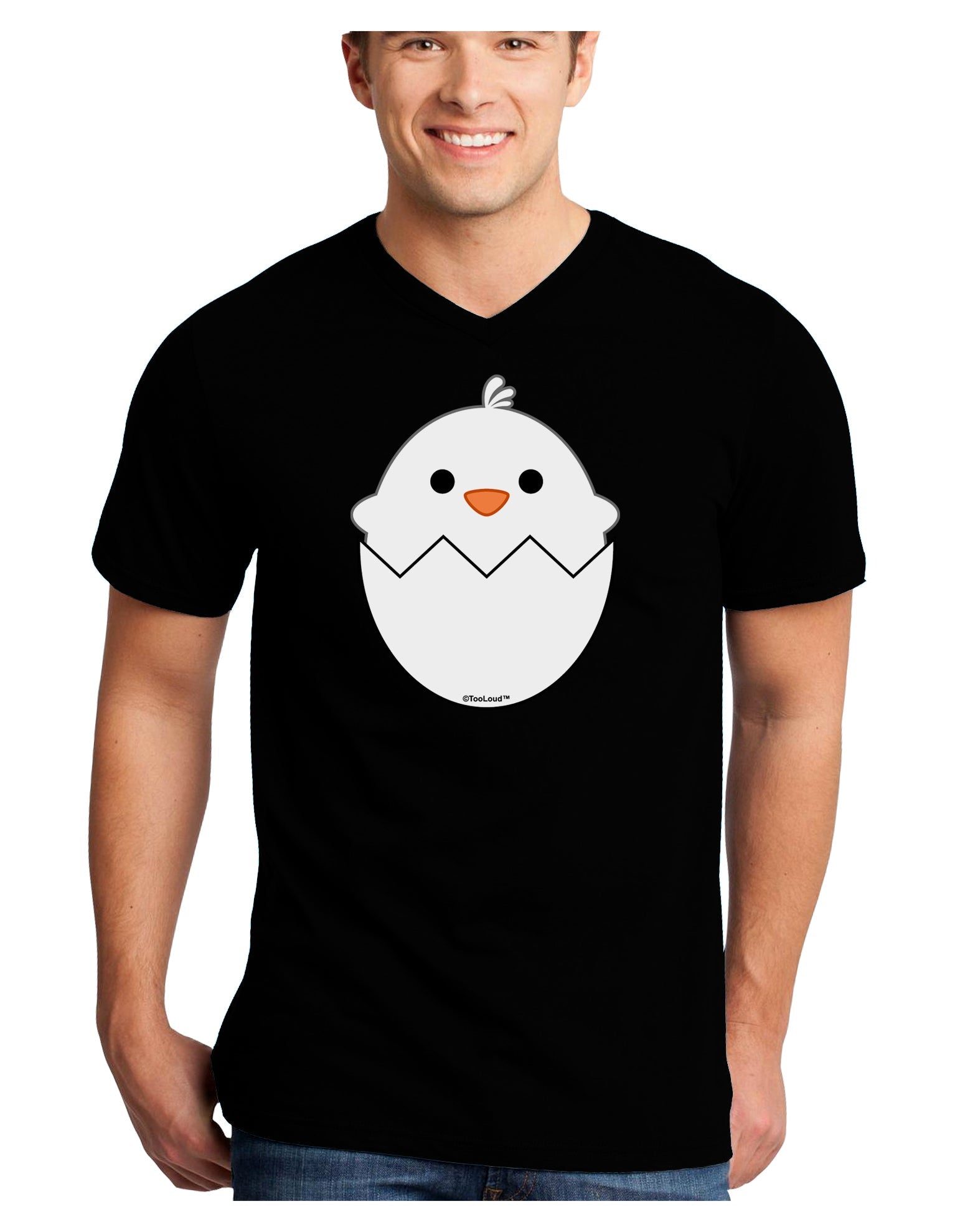 Cute Hatching Chick - White Adult Dark V-Neck T-Shirt by TooLoud-Mens V-Neck T-Shirt-TooLoud-Black-Small-Davson Sales
