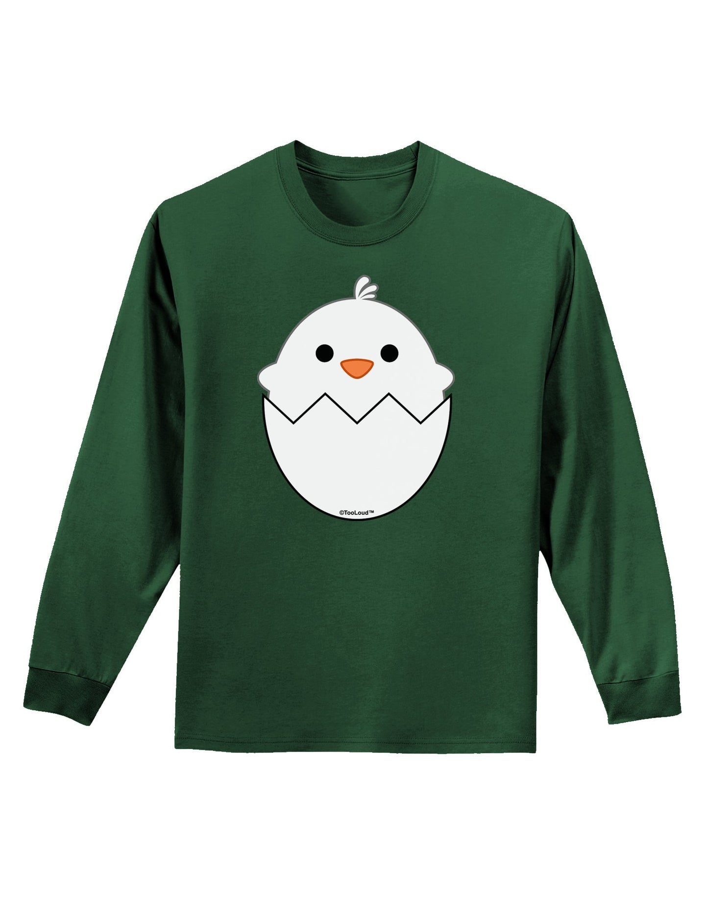 Cute Hatching Chick - White Adult Long Sleeve Dark T-Shirt by TooLoud-TooLoud-Dark-Green-Small-Davson Sales