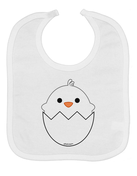 Cute Hatching Chick - White Baby Bib by TooLoud