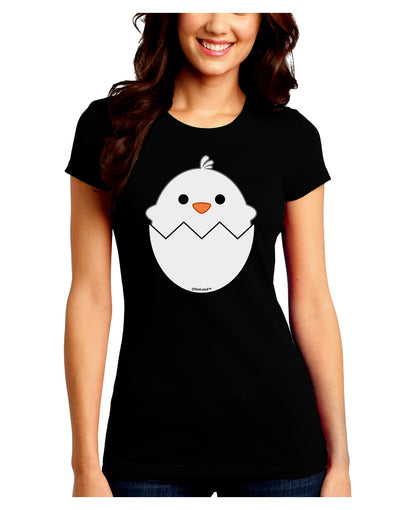 Cute Hatching Chick - White Juniors Crew Dark T-Shirt by TooLoud-T-Shirts Juniors Tops-TooLoud-Black-Juniors Fitted Small-Davson Sales