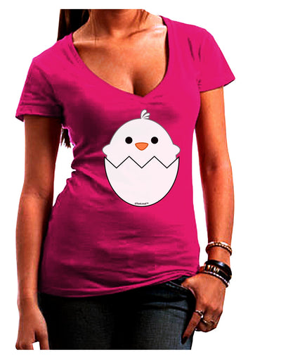 Cute Hatching Chick - White Juniors V-Neck Dark T-Shirt by TooLoud-Womens V-Neck T-Shirts-TooLoud-Hot-Pink-Juniors Fitted Small-Davson Sales