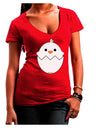 Cute Hatching Chick - White Juniors V-Neck Dark T-Shirt by TooLoud-Womens V-Neck T-Shirts-TooLoud-Red-Juniors Fitted Small-Davson Sales