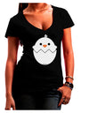 Cute Hatching Chick - White Juniors V-Neck Dark T-Shirt by TooLoud-Womens V-Neck T-Shirts-TooLoud-Black-Juniors Fitted Small-Davson Sales