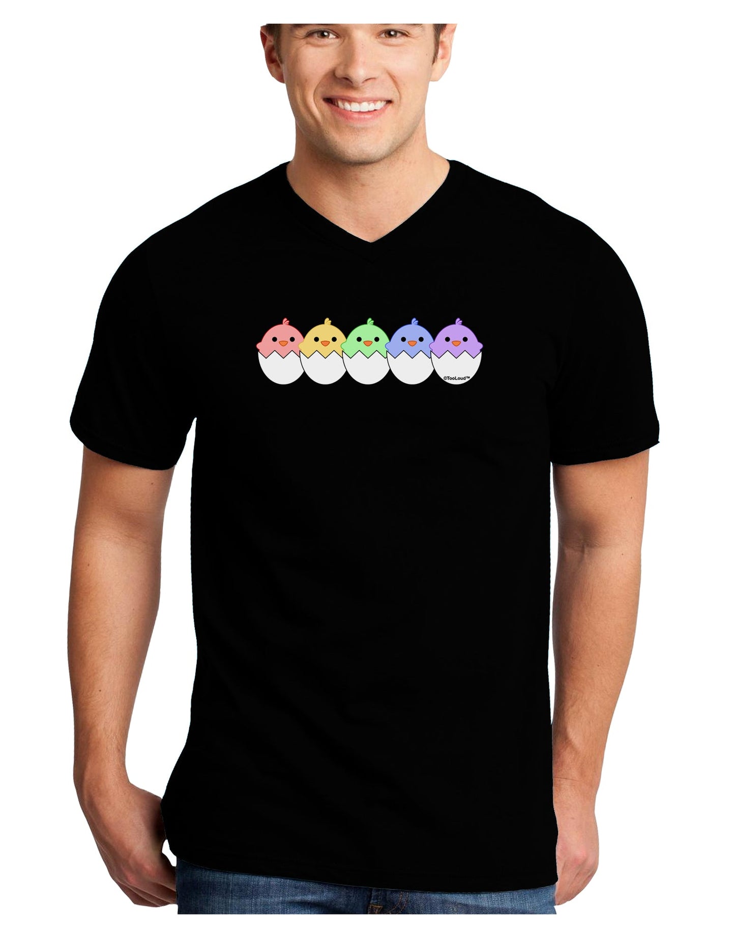 Cute Hatching Chicks Group #2 Adult Dark V-Neck T-Shirt by TooLoud-Mens V-Neck T-Shirt-TooLoud-Black-Small-Davson Sales