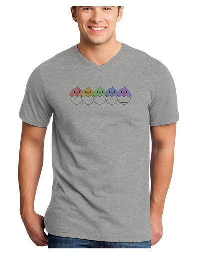 Cute Hatching Chicks Group #2 Adult V-Neck T-shirt by TooLoud-Mens V-Neck T-Shirt-TooLoud-HeatherGray-Small-Davson Sales