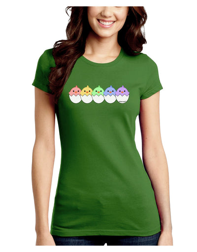 Cute Hatching Chicks Group #2 Juniors Crew Dark T-Shirt by TooLoud-T-Shirts Juniors Tops-TooLoud-Kiwi-Green-Juniors Fitted X-Small-Davson Sales