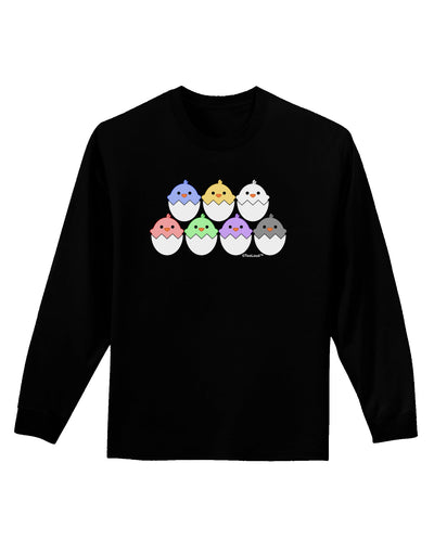 Cute Hatching Chicks Group Adult Long Sleeve Dark T-Shirt by TooLoud-TooLoud-Black-Small-Davson Sales